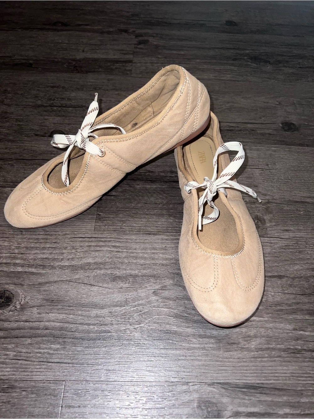 Zara Ballet Flat Slipper Shoes womens 40 tan